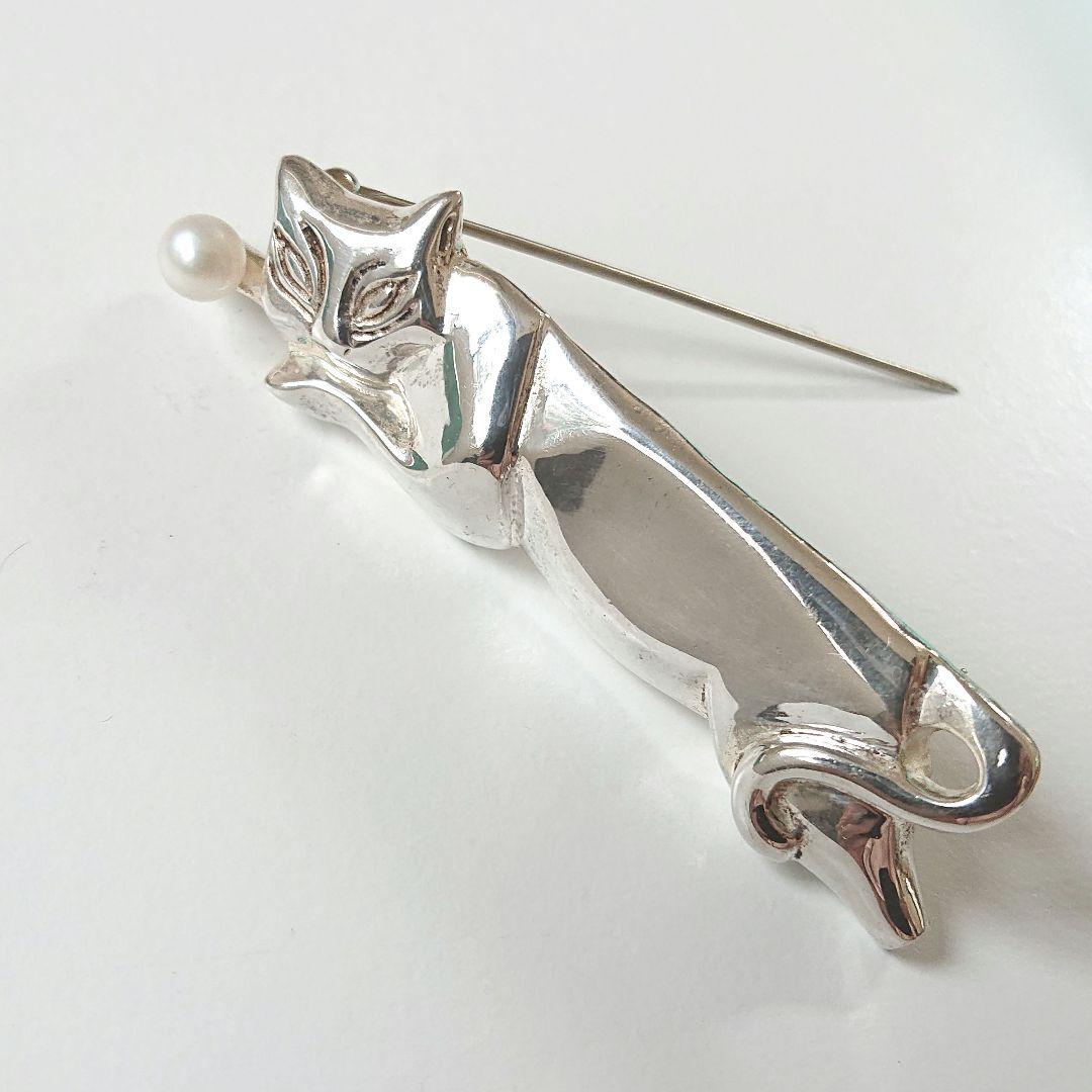 希少◎◎ティファニー キャット パール ブローチ No.1150