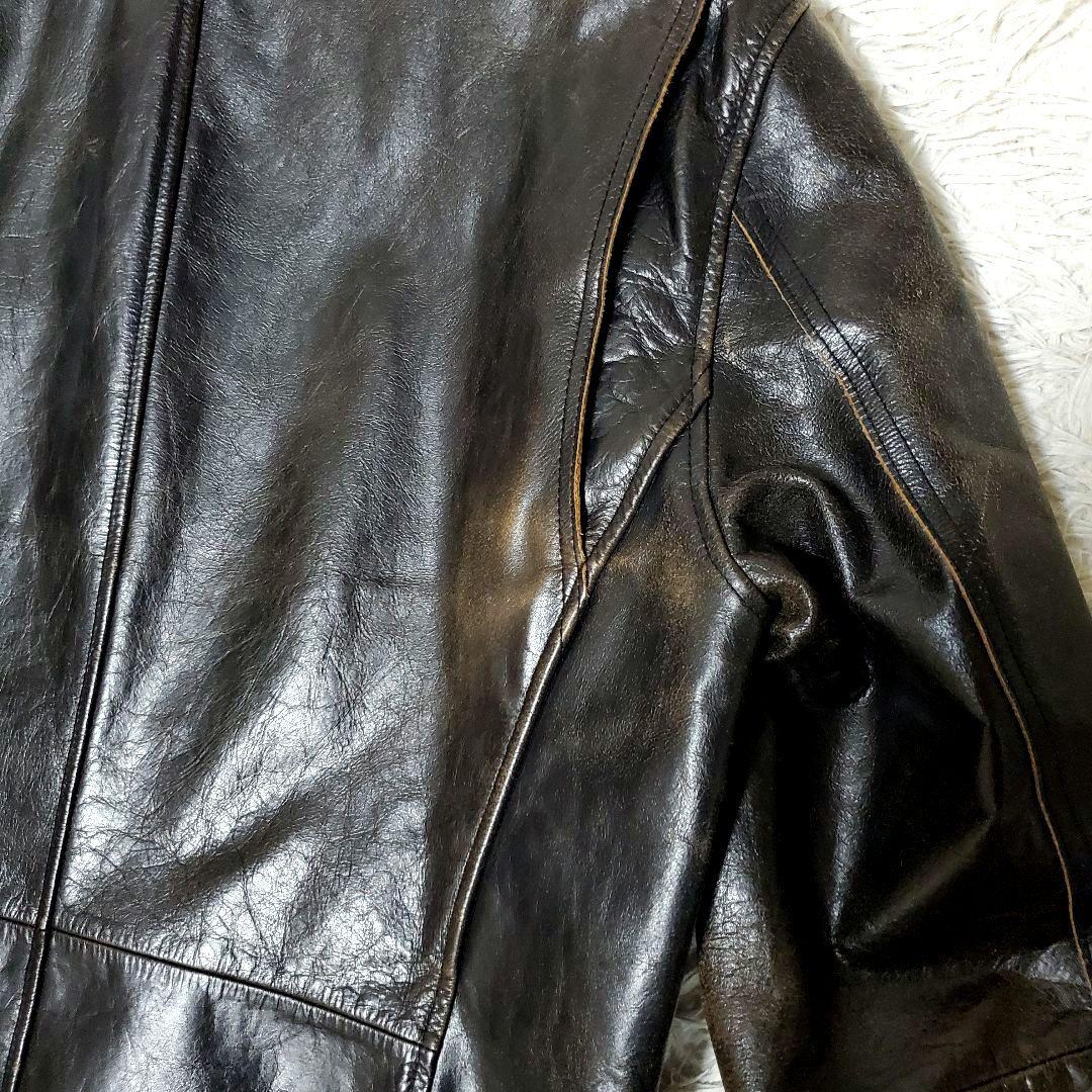 上質 ON BOARD 水牛革 バッファロー XL シングルライダース 本革 黒