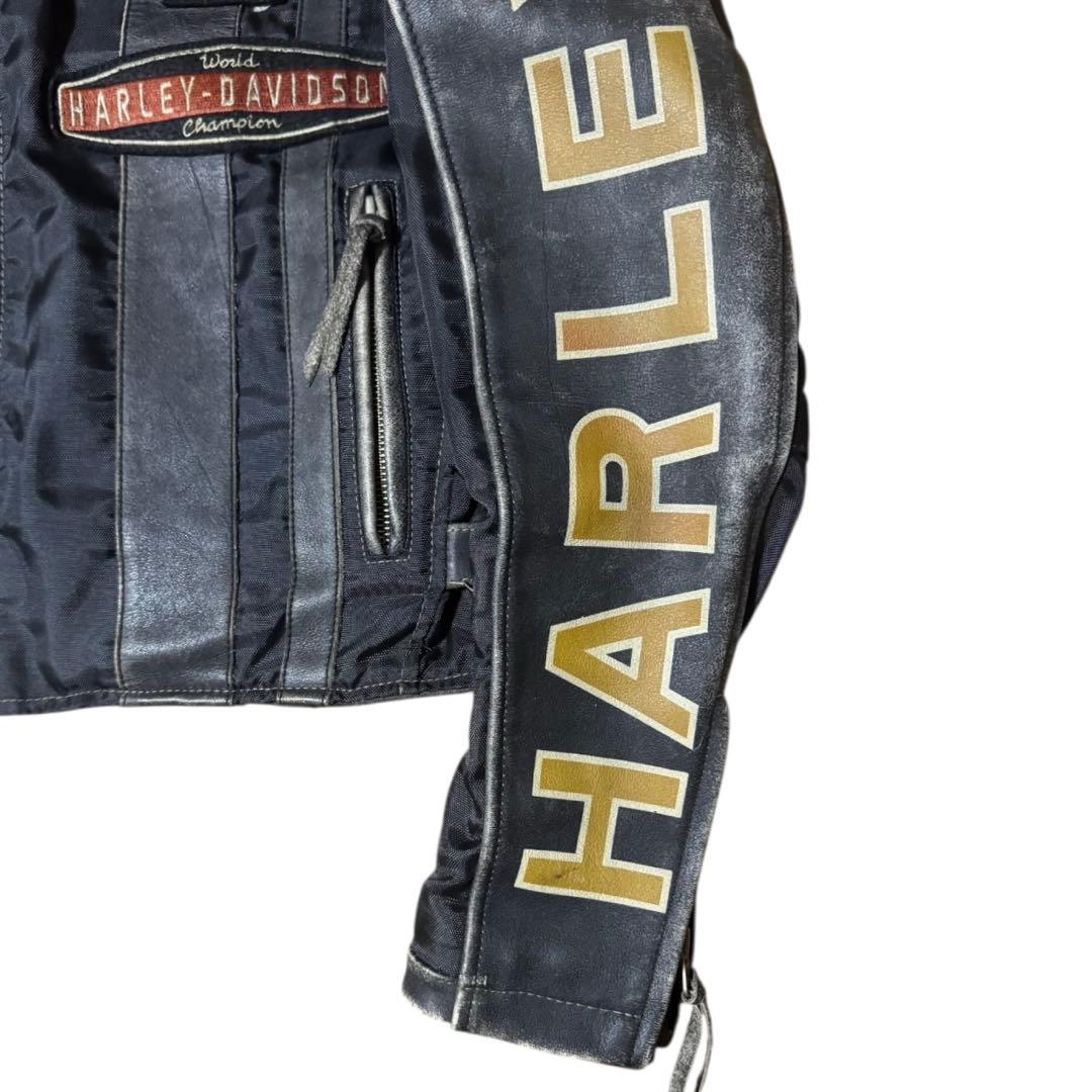 HARLEY DAVIDSON ビンテージ加工 レザーナイロン 短丈 ブルゾン