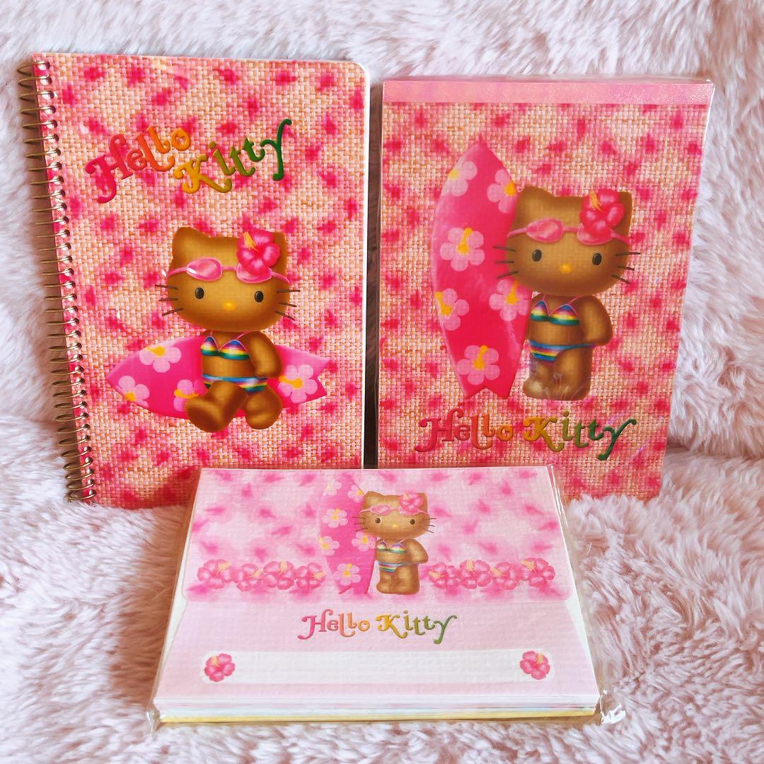 希少レア　ハローキティ　日焼け　ボード　ハイビスカス　レターセット　メモ帳