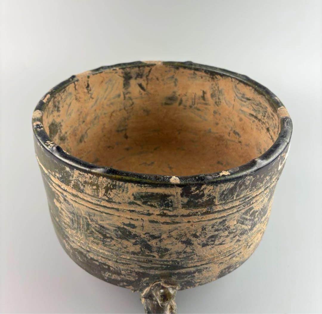 漢緑釉 三足 獅子 中国 陶器