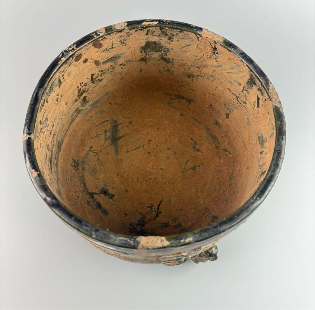 漢緑釉 三足 獅子 中国 陶器