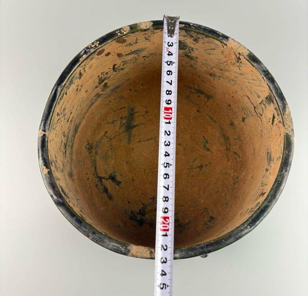 漢緑釉 三足 獅子 中国 陶器