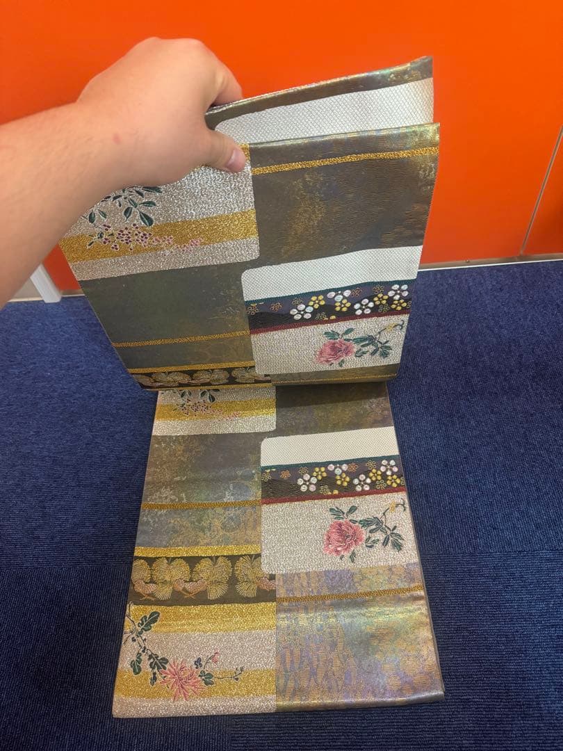 2695 袋帯 古代彫金紋 西陣織 金糸　高級上質上品　約440cm 未使用