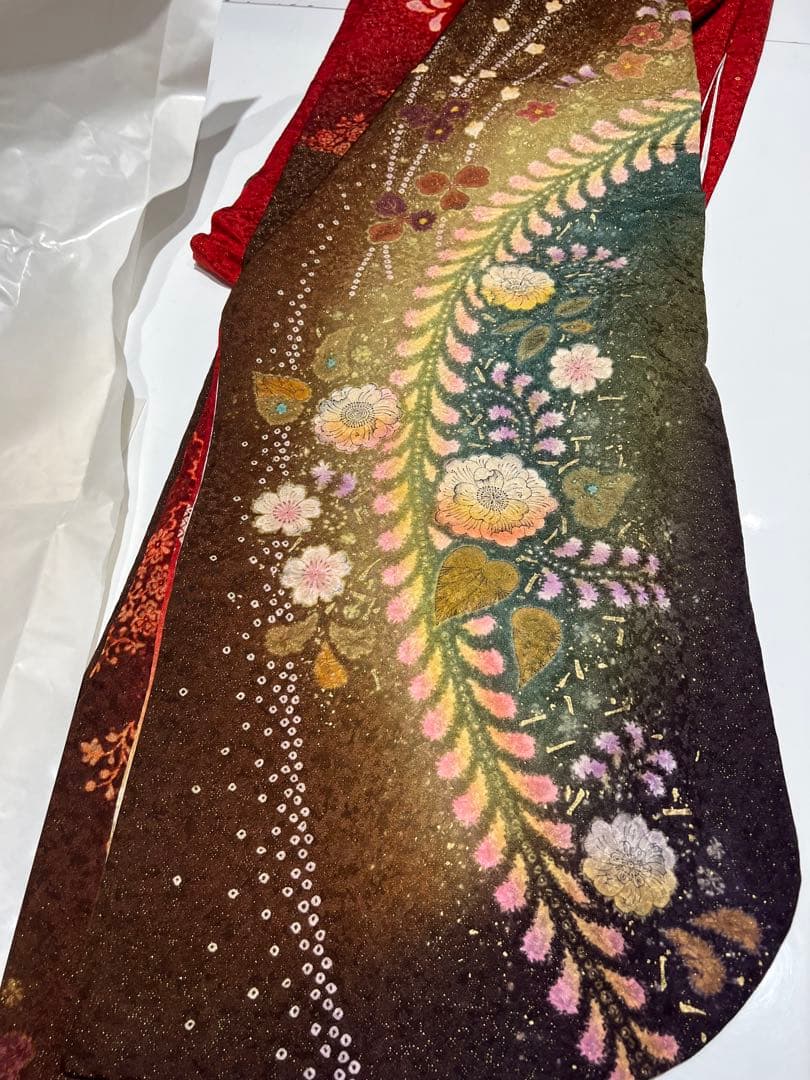 【振袖　赤　成人式】卒業式　長襦袢セット　京都きもの友禅　花柄