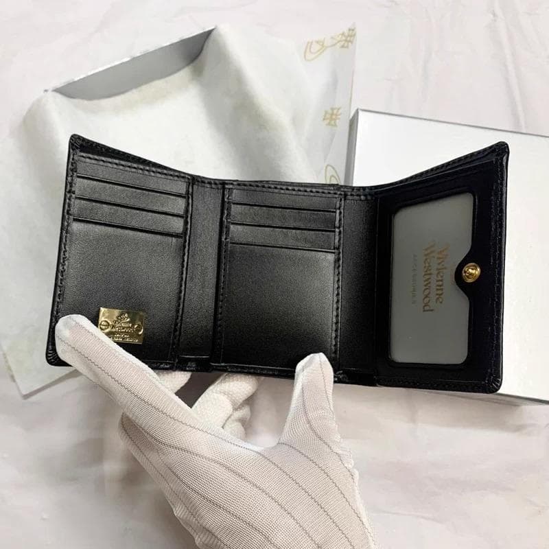 VVWつ折り財布 ブラック/ゴールドロゴ-154