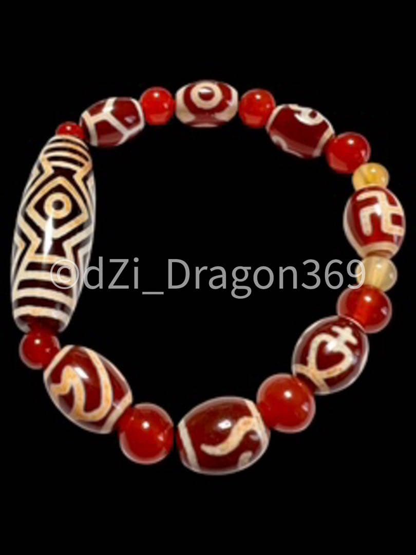 【入手困難】Dzi beadsジービーズ 上肯 紅玉髄 龍眼天珠のブレス