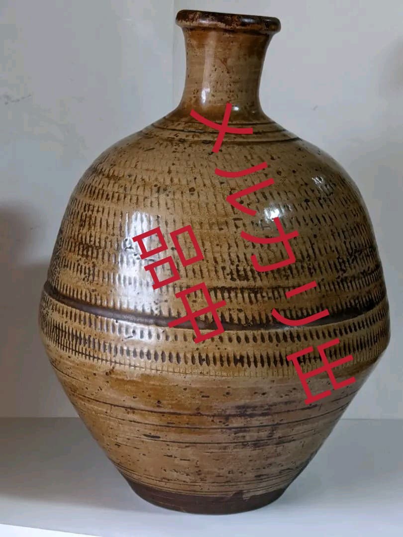 ♦江戸時代 小鹿田焼 飛び鉋 大徳利 瓶 酒器 置物飾り 九州陶磁 古美術骨董品