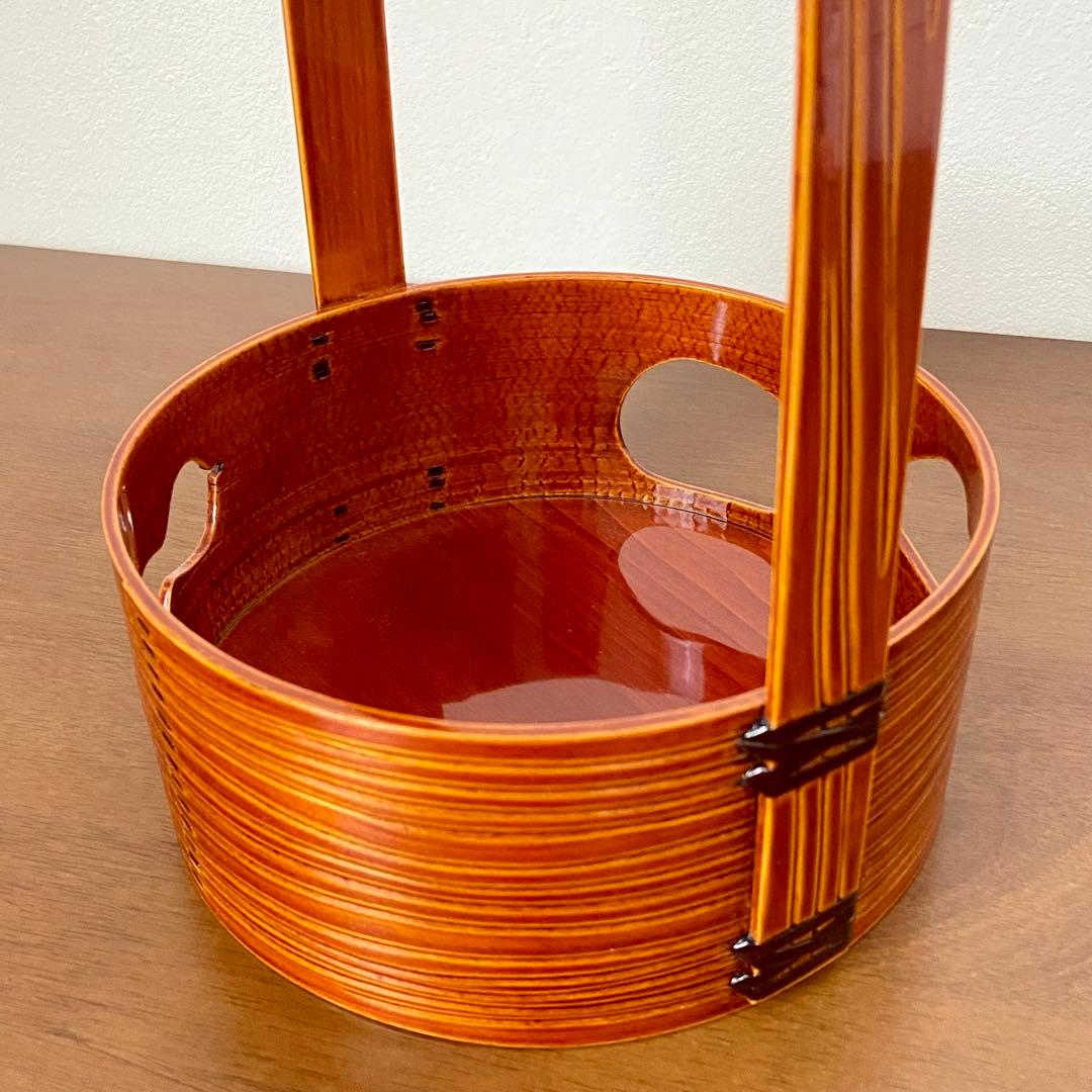 莨盆 春慶塗 瓢透し手付　春次　紙箱入　茶道具　漆器　伝統工芸品　煙草盆