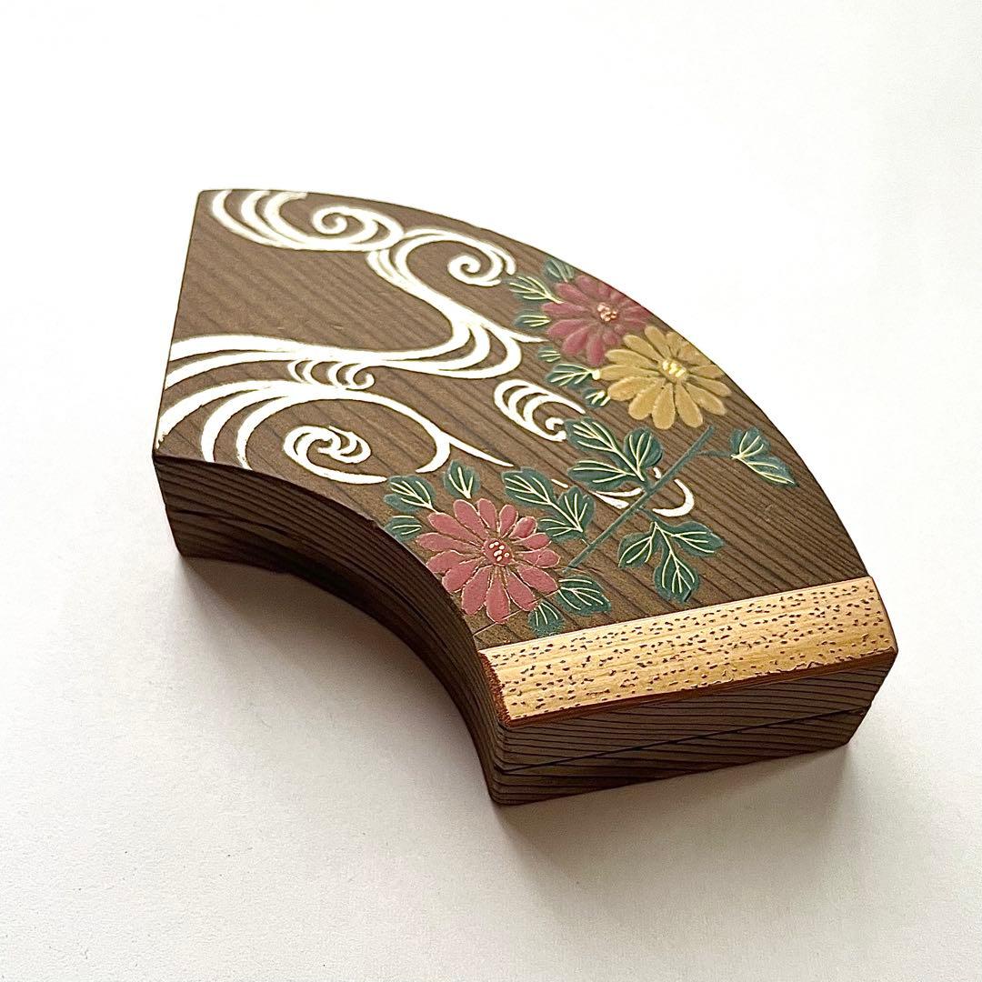 ●神代杉●扇面●香合●菊に流水●蒔絵●茶道●早見征一●秋