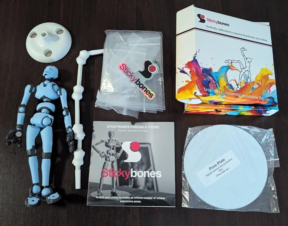 stick bones 青(可動フィギュア)＋FLY-RIG白(支柱オプション)