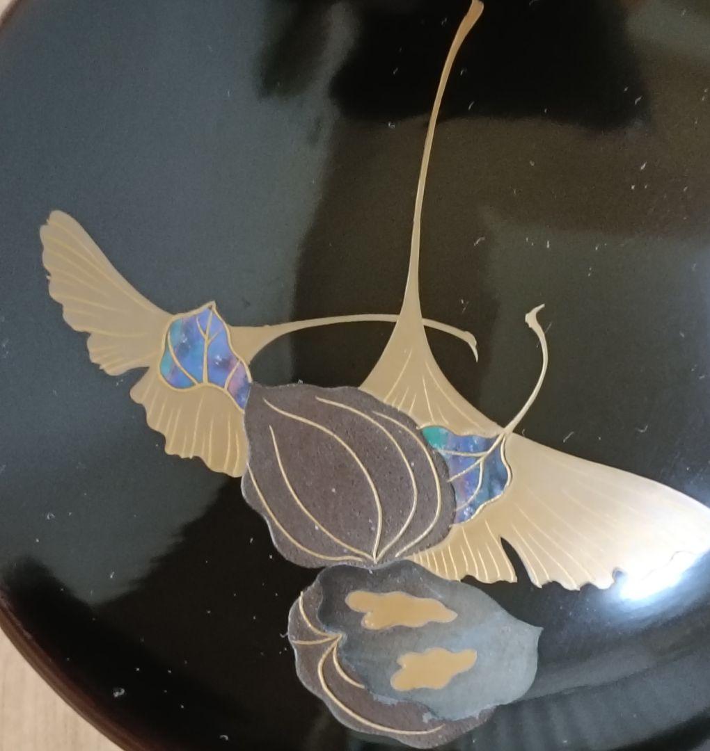 金彩銀杏に胡桃漆椀　5客揃い　汁椀