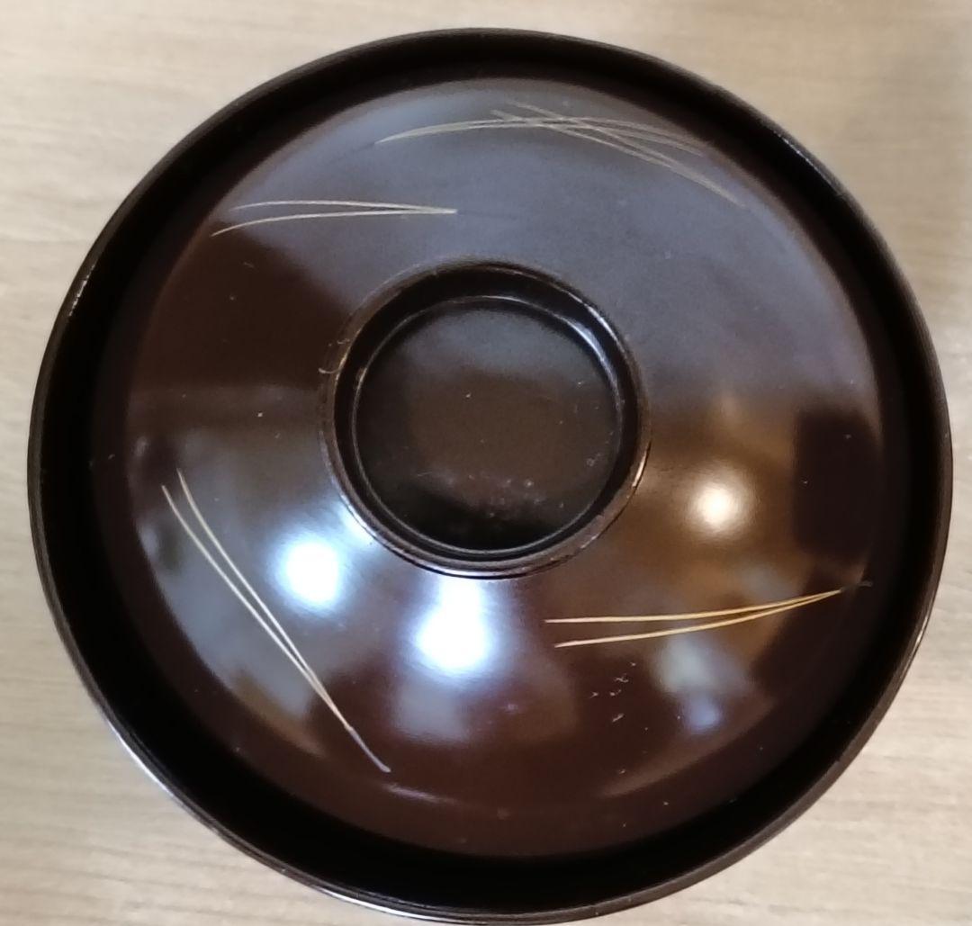 金彩銀杏に胡桃漆椀　5客揃い　汁椀