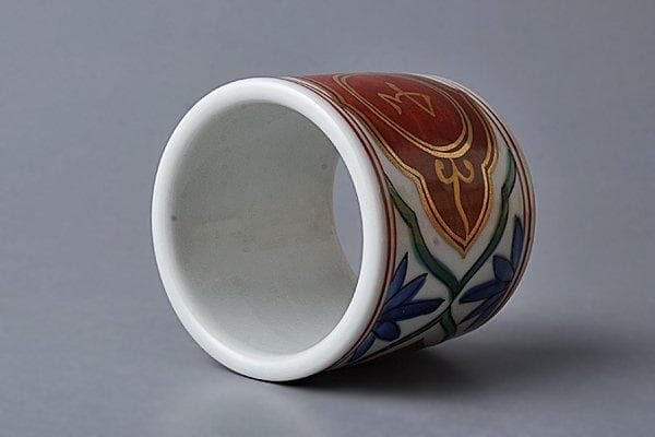 ◆k206◆　茶道具　嘉祥　呉須赤絵蓋置