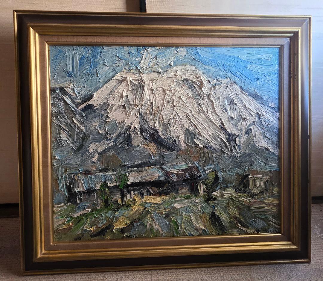 小出健治　「雪の浅間」　2008年作　油彩画　F20号　真筆