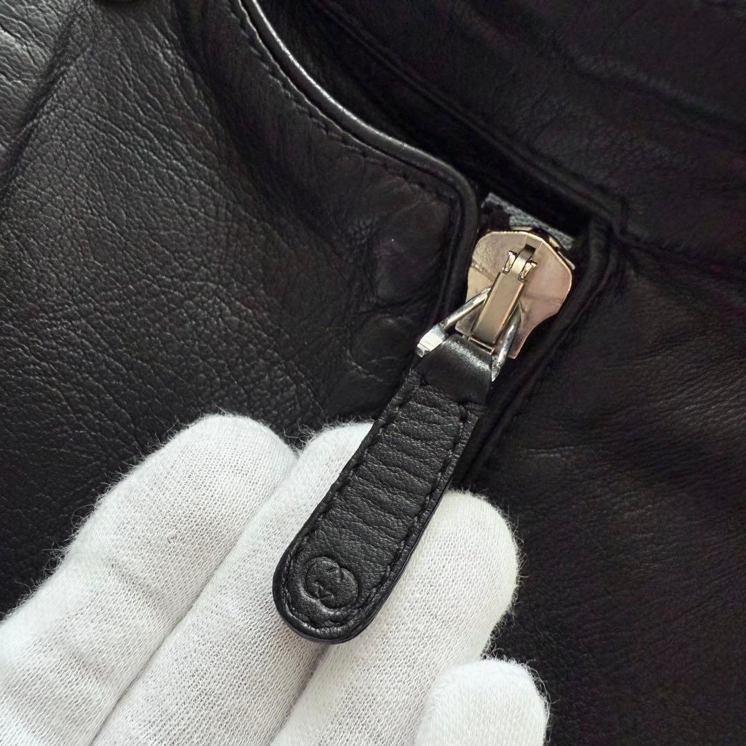 【グッチ】トムフォード期　レザージャケット　黒　48 パンチングレザー