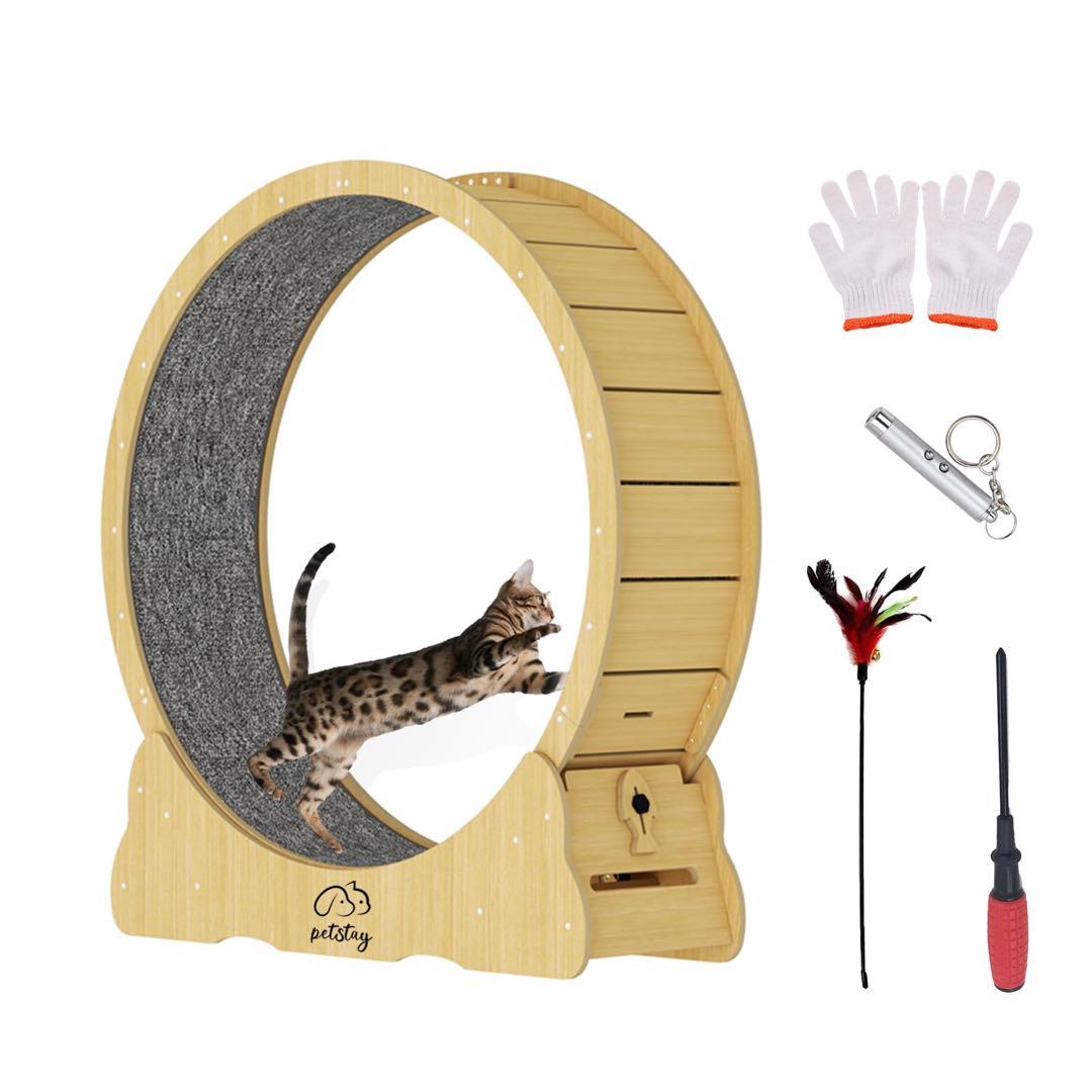 キャットホイール 猫 回し車 木製 直径110cm￼￼￼￼ 運動不足解消 爪研ぎ