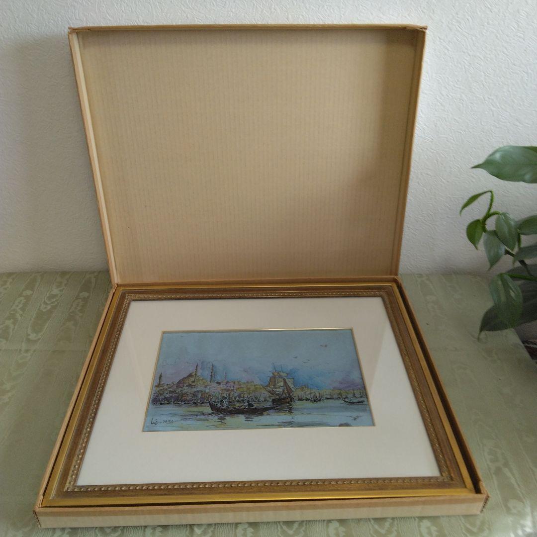 E-121 イスラム寺院　ジャーミーのある風景画　トルコ