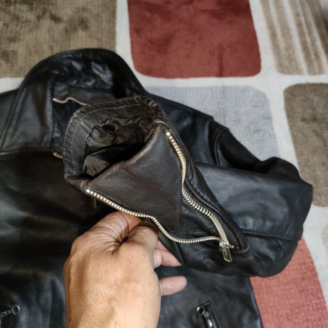 D*A様 人気定番Schot642襟付シングルライダースジャケット３８ダメなら交