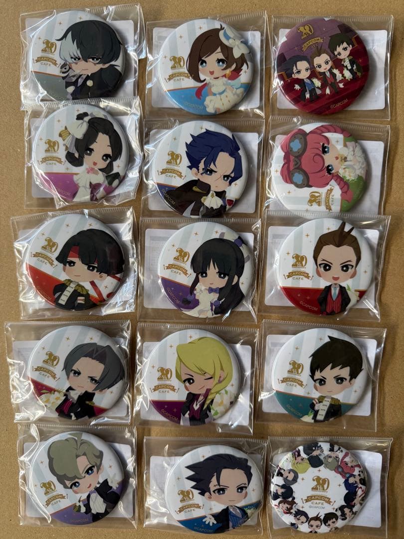 カプコンカフェ×逆転裁判 20th 缶バッジ 15個セット
