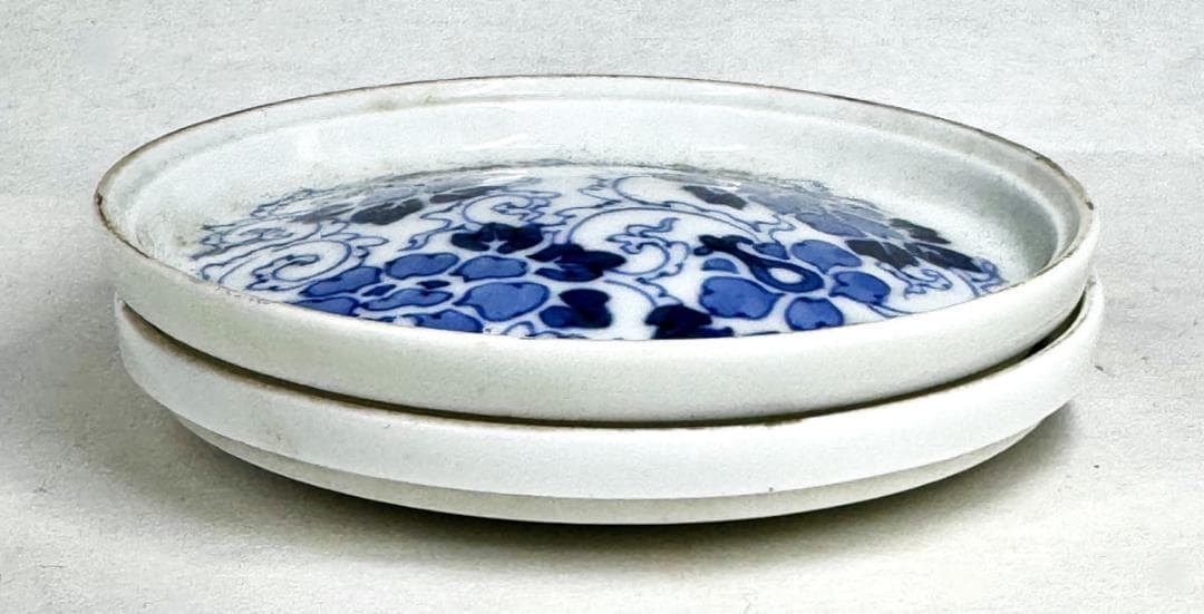 時代物 古染付唐草花文香合 青花 唐物 茶道家旧蔵 歴史有る年代物WWTT050