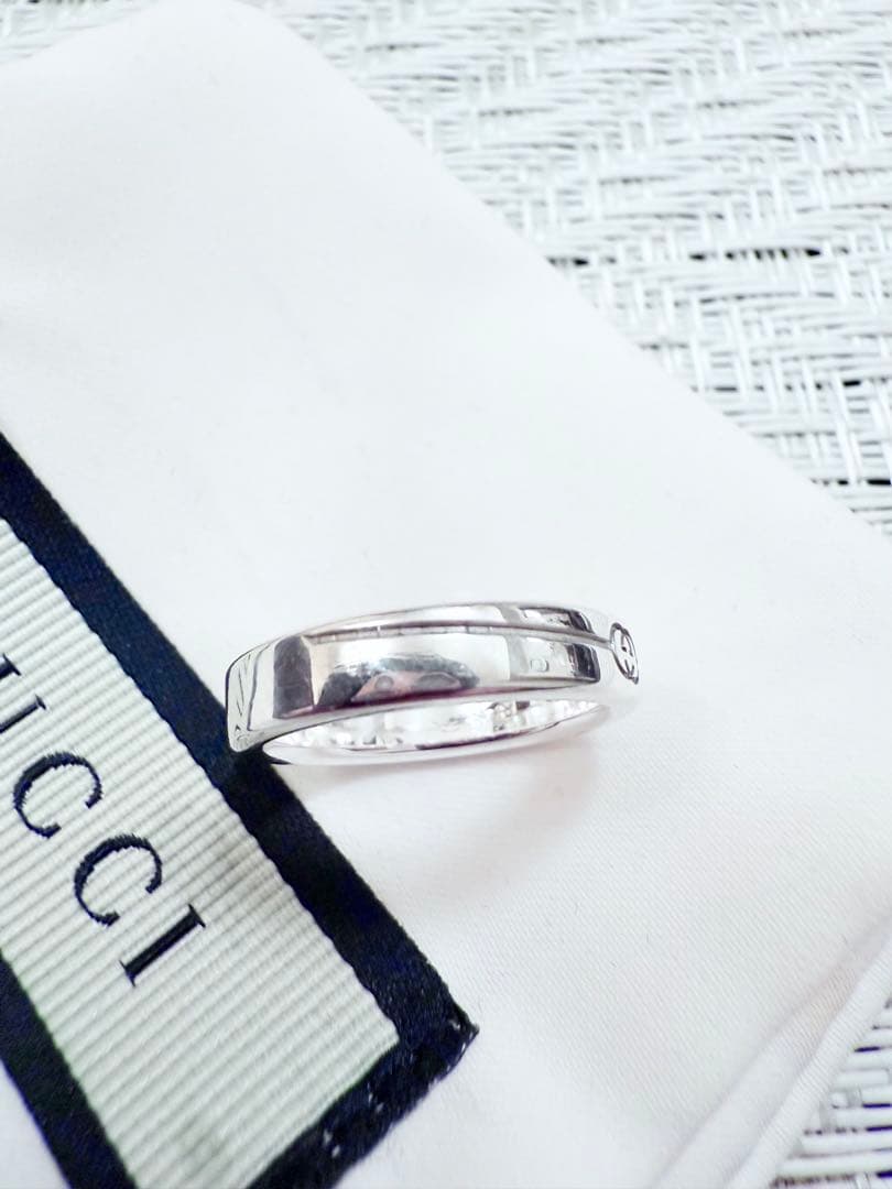 グッチ　表記　8 ダイアゴナル インターロッキングスリム 925 リング　指輪