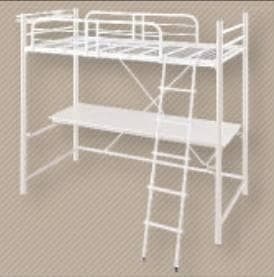 稼働デスク付き ロフトベッド ３段稼働＆コンセント宮棚付き ホワイト