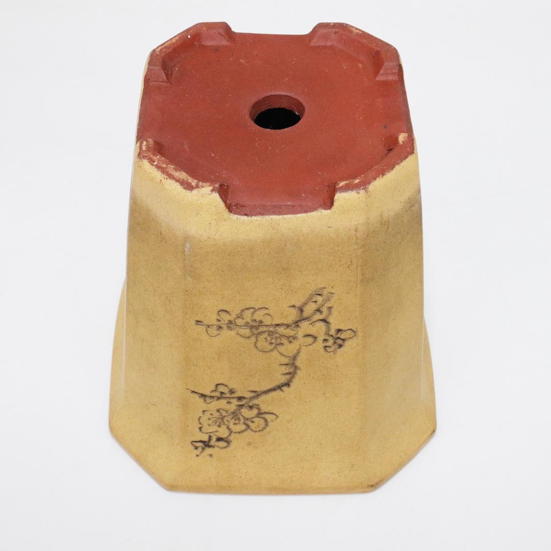 中国 唐物 古盆器 白泥釘彫絵梅花漢詩文