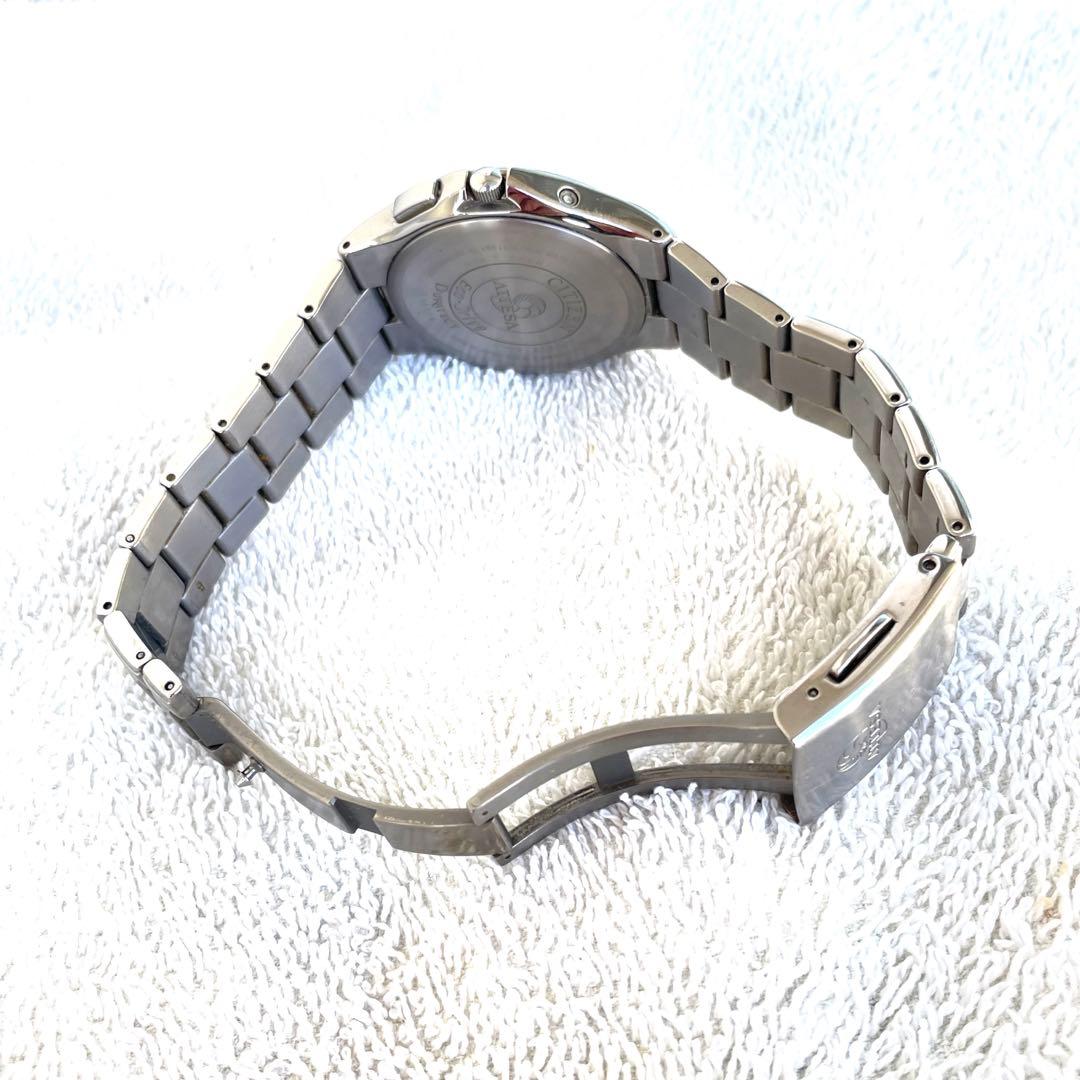 美品❣シチズンATTESA❣H110黒文字盤 チタン　デート　電波ソーラー　稼働