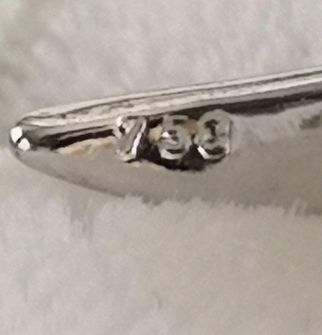 ブローチ 18金ホワイトゴールド製 アールヌーボーフォルム 硝子装飾 A12