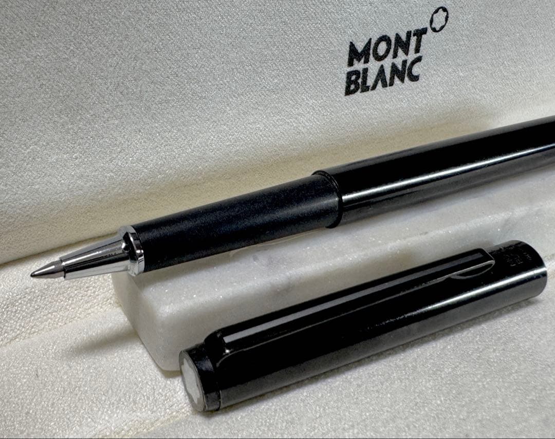 【美品】モンブラン No1124 漆黒ロードナイト鉱加工 ローラーボール