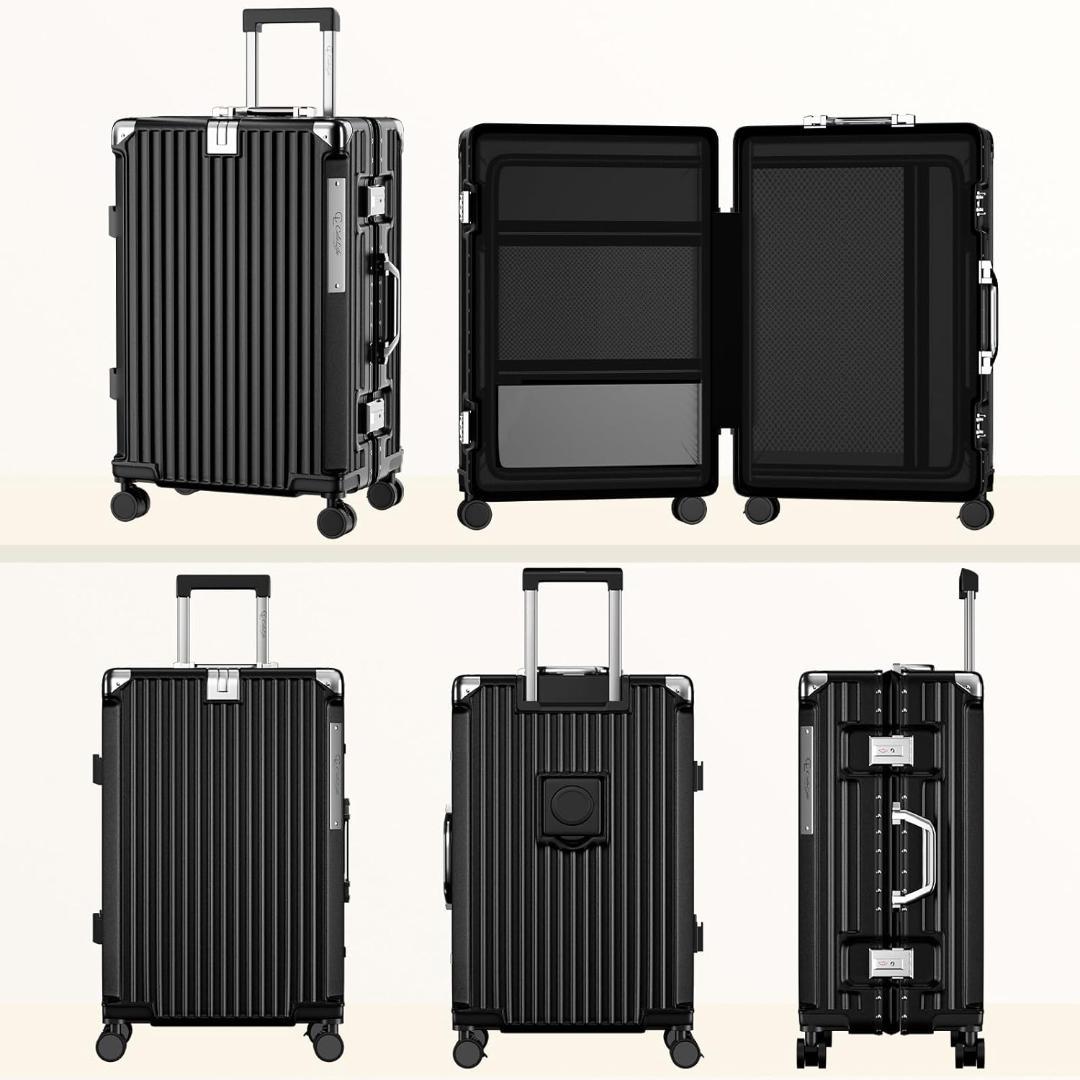 スーツケースアルミ フレーム キャリーケース 耐衝撃 ストッパー付き 大容量