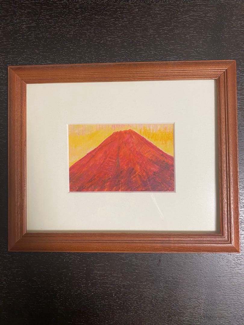 赤富士　額縁入り