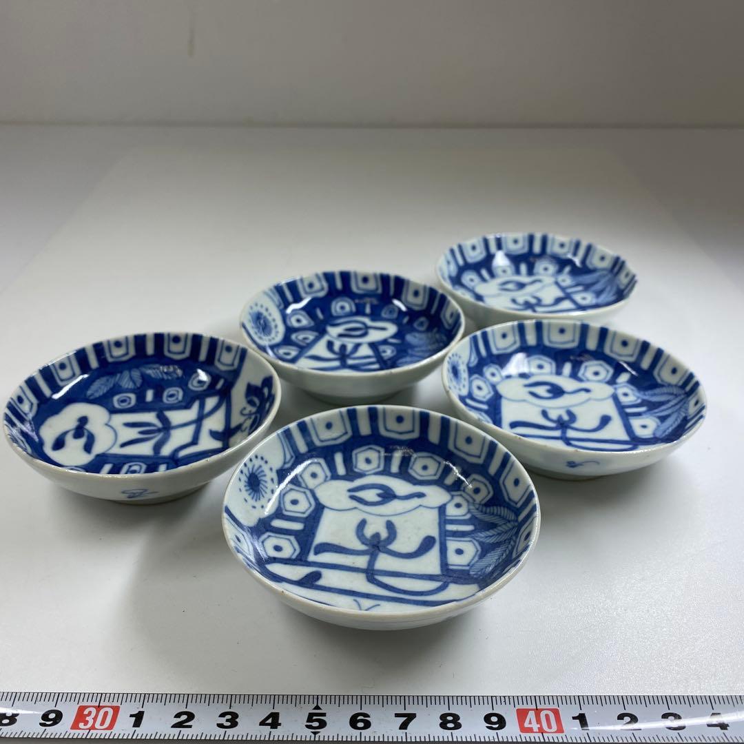 中国清時代　青花小皿5枚　直径約8㎝　東Y7-0121☆2Fタルチ