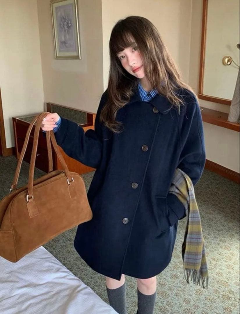 LUMIYUMI ウールブレンド 折り襟 ミドルコート　M