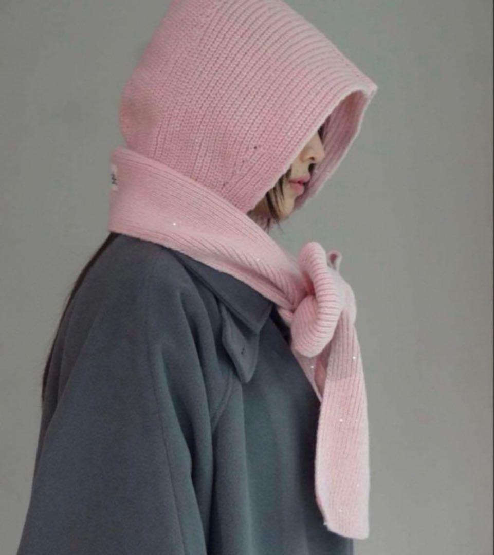 FEKETEラメフーディーマフラー ピンク