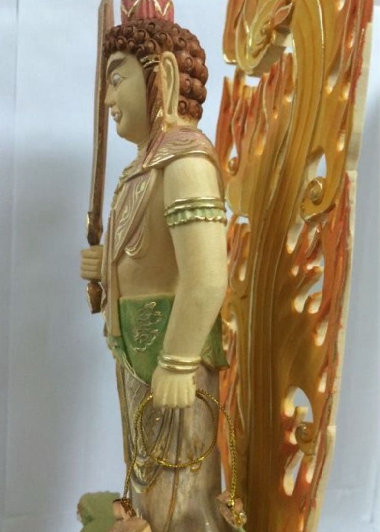 不動明王　木彫　高31cm 新品 柘植　仏像