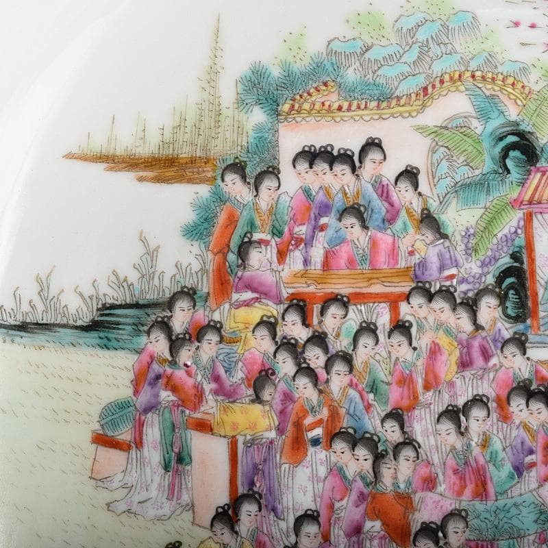 中国　乾隆年製款　粉彩　百美図盤　皿　M　R8820