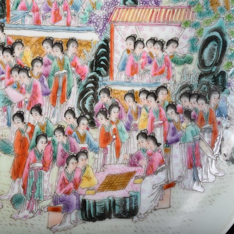 中国　乾隆年製款　粉彩　百美図盤　皿　M　R8820