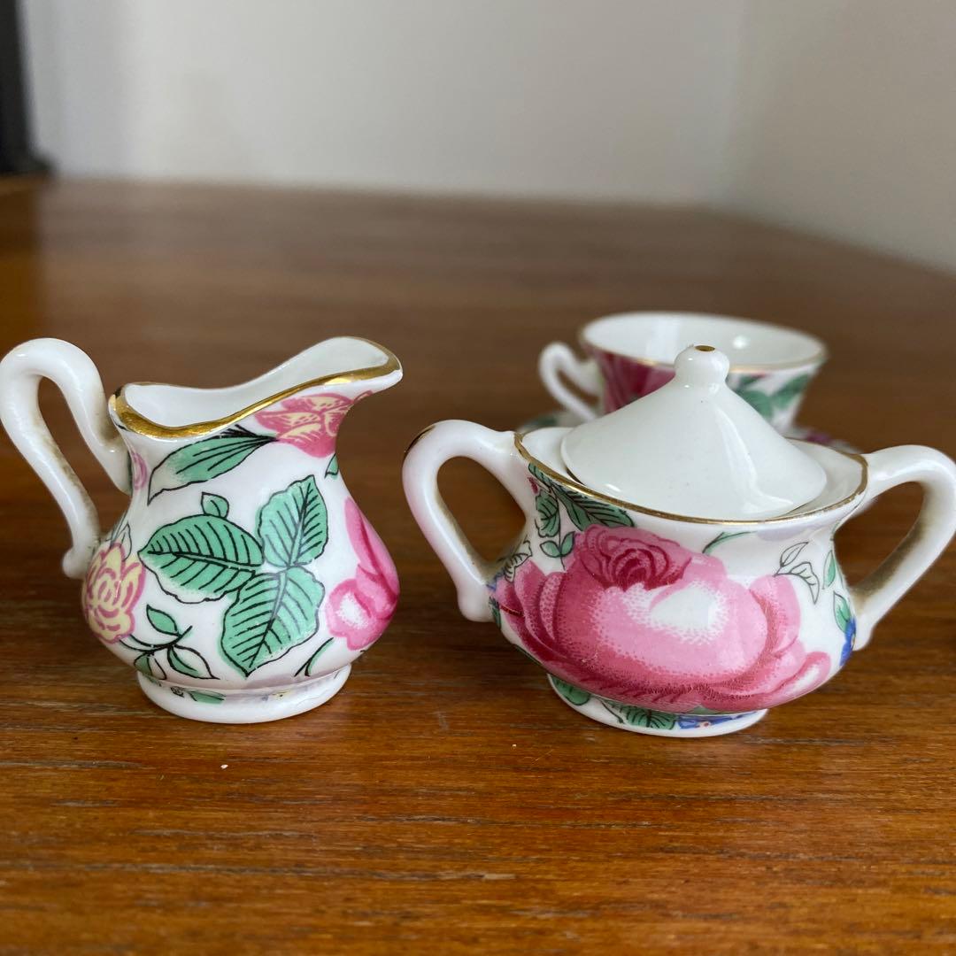 クラウンスタッフォードシャー チャンツ　ローズ　ブーケ　ミニチュア　ティーセット