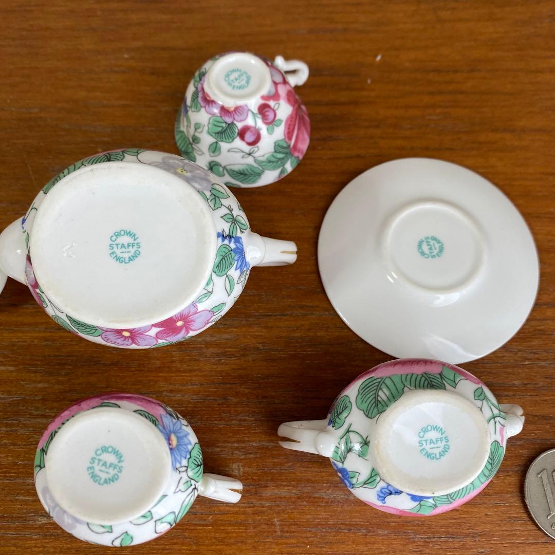 クラウンスタッフォードシャー チャンツ　ローズ　ブーケ　ミニチュア　ティーセット