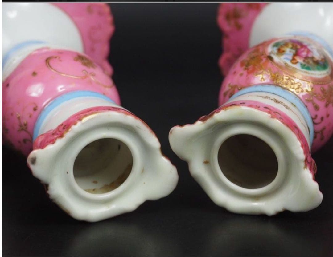 送料無料　時代物　CHUBU CHINA(中部陶器) 輸出向け燭台一対