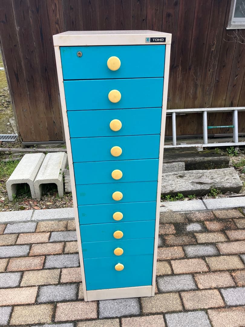 TOHO スチール キャビネット 引き出し 事務用品　レトロポップカラー