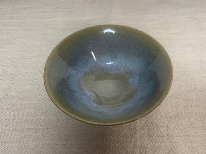 抹茶碗　平茶碗　青釉　貫入あり　茶道具