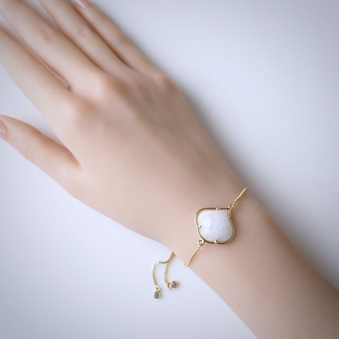 【TOMO】宝石質ローズクォーツのスライダーチェーンブレスレット