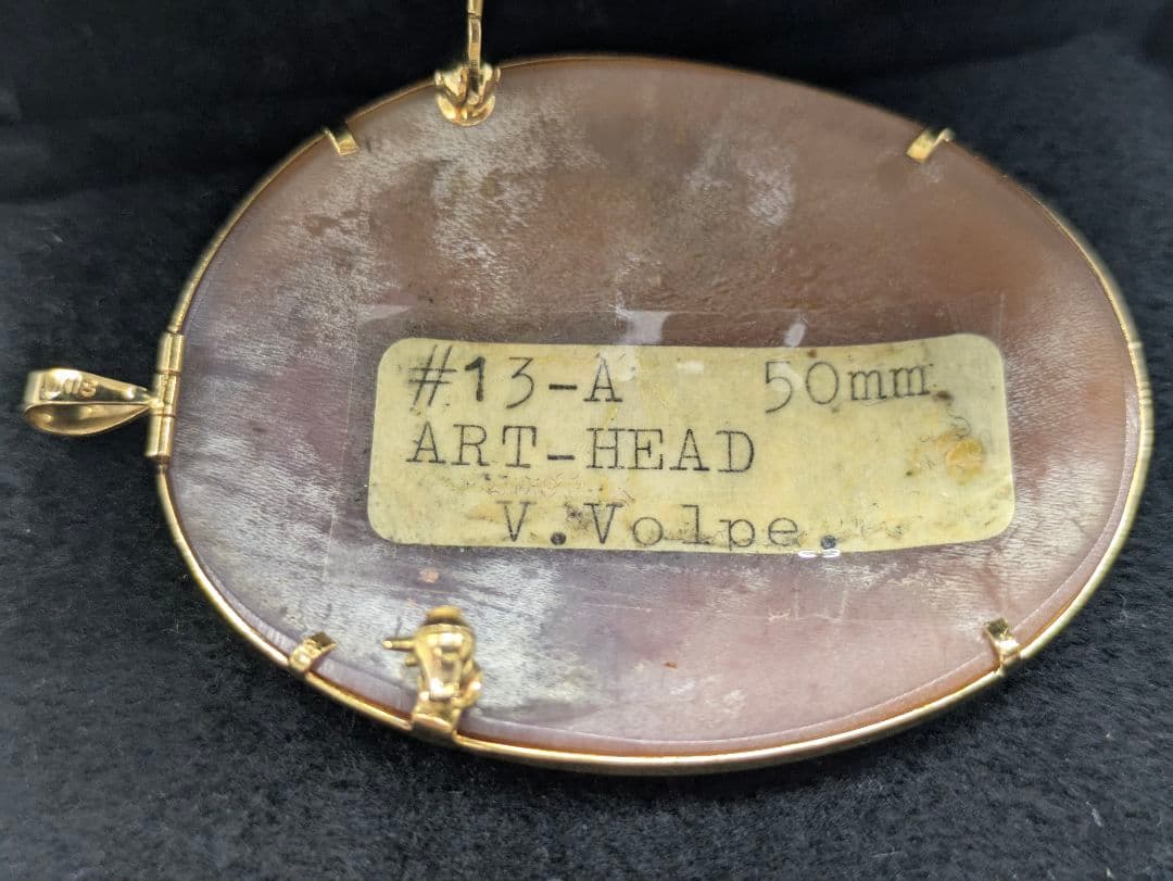 シェルカメオ K18 50mm ブローチネックレス V.Volpe作