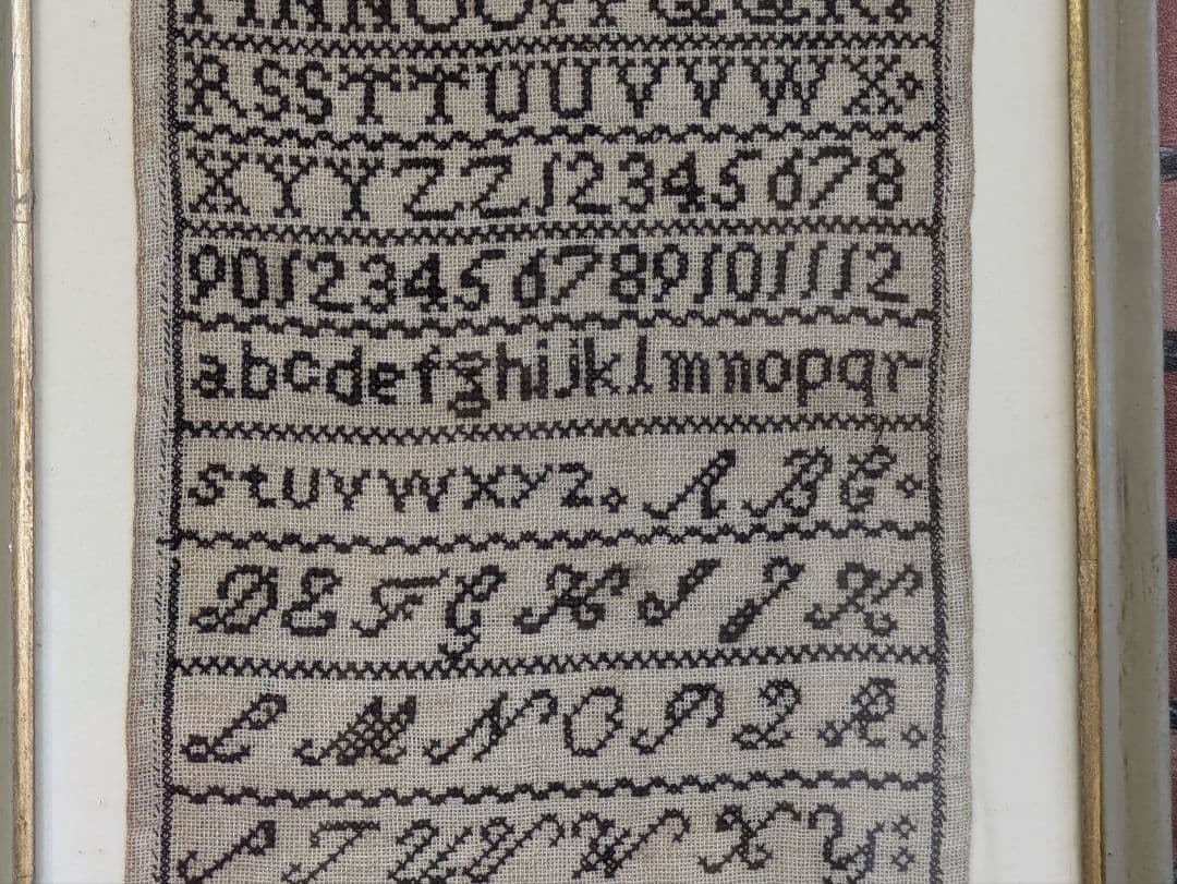 イギリス アンティーク 刺繍額 スクールサンプラー 12歳制作