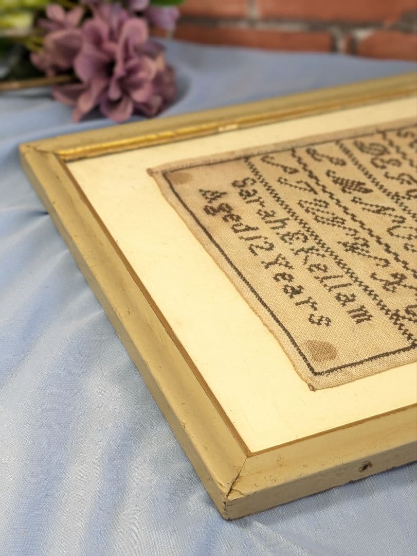 イギリス アンティーク 刺繍額 スクールサンプラー 12歳制作