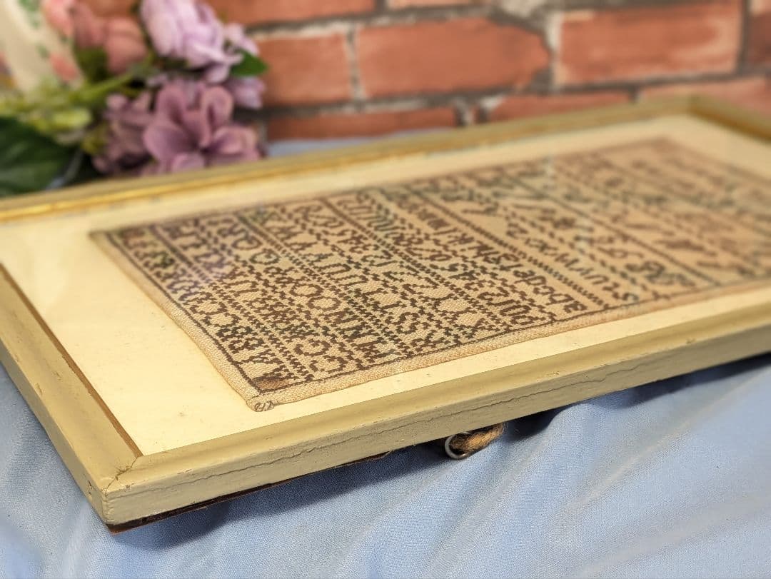 イギリス アンティーク 刺繍額 スクールサンプラー 12歳制作