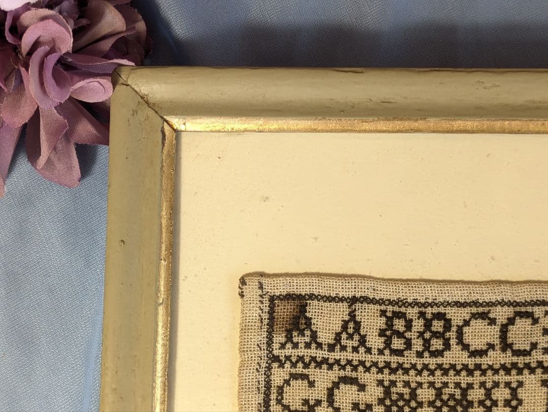 イギリス アンティーク 刺繍額 スクールサンプラー 12歳制作